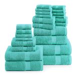 Bath Towels - 100% Cotton Bath Towels for bathroom 24 Piece set - Oversize Bath Sheets, Highly Absorbent, 2 Bath Sheets, 4 Bath Towels, 6 Hand Towel, 8 Wash Cloths,4 Fingertip Towels - Teal