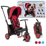 smarTrike STR3 Folding Toddler Tricycle with Stroller Certification for 1,2,3 Year Old - 6 in 1 Multi-Stage Trike, Red