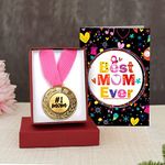 TIED RIBBONS Mothers Day Gift for Mom Mother in Law Women Birthday Special Combo - Printed Greeting Card with Golden Medal