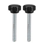 sourcing map 2pcs Knurled Clamping Knobs M6 x 50mm Metric Zinc Plated Carbon Steel Male Thread Thumb Screw on Type 20mm Plastic Round Head Threaded Hand Bolt Stud Knobs Black