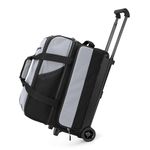 GOBUROS 2 Bowling Ball Roller Bag with Large Shoes Compartment(Up to US Mens Size 16), Bowling Bag with Wheels, Retractable Handle (Extends to 40") and Multiple Functional Organizer Pockets