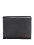 Guess Men's Julian Double Billfold Wallet, Black/Red, One Size