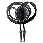 Himongoo Black Granite BOLO Tie for Men Women Leather Rope Wedding Necklace Western Cowboy Necktie (Black Granite)