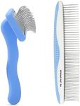 We Love Doodles Large Dog Grooming Comb & Large Dog Slicker Brush Bundle - Grooming Comb & Mini Slicker Brush For Small Puppy Kit - Removes Tangles & For Dematting - Made in USA