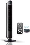 Lasko 40” Smart Oscillating Tower Fan Powered by Aria, Wi-Fi Connected, Voice Controlled, Compatible with Alexa and Google Assistant, Timer, 5-Speeds, Black, T40733, Large