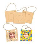 Baker Ross E7573 Design Your Own Hanging Photo Frames (Pack of 12) For Kids to Decorate and Display, Brown