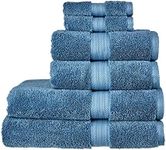 Christy Renaissance 6 Piece Towel Set | Denim Blue | 100% Egyptian Cotton | Luxuriously Soft and Super Absorbent | 675 GSM | 2 Bath Towels 2 Hand Towels 2 Face Cloths