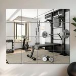Home Gym Mirror Tiles for Wall, Frameless Full Length Glass Mirror Squares for Workout Room, Dance Studio, Yoga, Garage Gym, Bedroom & Living Room Decorative Wall Mirror Panels 14"x12"-16pcs