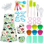 STAY GENT Kids Baking Chef Set 35 Pcs with Dinosaur Apron, Baking Kit Cooking Chef Dress Up Role Play Toys for Boys Girls Children Aged 3 4 5 6 7 8