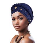 DRESHOW African Women Turban Pre-Tied Twisted beaded Braid Head Wrap Hat Beanie Headwraps Chemo Cancer Cap