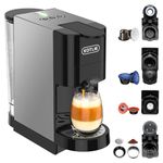 5 in 1 Espresso Single Serve Coffee Machine for Nespresso Original/Dolce Gusto/Lavazza Mio/L’OR/Ground Capsule and ESE Coffee Pods,19Bar multi-Capsule Coffee Machine AC-513HF (Black-FH)