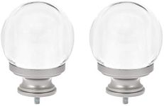 Amazon Basics Clear Acrylic Ball Curtain Rod Finials, Set of Two, Nickel