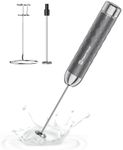 Maestri House Handheld Milk Frother， Eectric Whisk with Stepless Speed ​​Control, Rechargeable Blender with Stainless Steel Whisk and Stand, Drink Mixer for Matcha, Latte, Cappuccino (Grey)