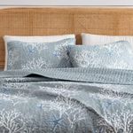 Great Bay Home 3-Piece King Reversible Lightweight Nautical Quilt Comforter with 2 Shams | All-Season, Coral, Beach Bedspreads | Blue Coastal Coverlet Sets | Fenwick Quilts Collection