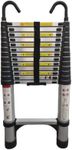 13.45ft Telescoping Ladder, Aluminum Tall Collapsible Ladder with Non Slip Feet and Hooks, Folding Roof Ladder Maximum Capacity of 300 Pounds for Home.