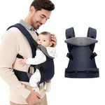 IULONEE Baby Carrier for Newborn Ergonomic Carrier with Detachable Bibs Front & Back Carry Baby Holder Carriers for Toddlers 3-36 Months (3-15kg) Dark Blue