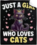 Just Girl Who Loves Cats Blanket Throw Super Soft and Cozy Blankets for Home Decoration, Couch, Bed, Sofa 60 in x 50 in Medium for Teen for All Seasons