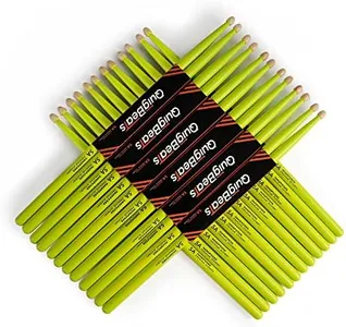 QuigBeats Drum Sticks, Hickory 5A Drumsticks, Drumsticks for Adults & Kids 5A 12 Pairs - Green