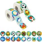 600 Pcs Round Zoo Marine Animal Stickers in 16 Designs with Perforated Line Expanded Version (Each measures 1.5" in diameter)