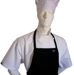 Chefskin 6X Jet Black Adult Chef Set (Apron+hat) Adjustable, Ultra Lite Fabric XXXXXXL