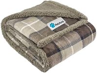PetAmi Dog Blanket for Bed, XL Pet Blanket Large Dogs, Fleece Furniture Couch Cover Protector Sofa Car Crate Kennel, Soft Sherpa Cat Throw Plush Reversible Washable, Twin 60x80 Plaid Taupe