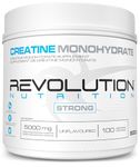 Revolution Nutrition Creatine Monohydrate 500g, Pure unflavoured, Increases Muscle Performance, Boosts Energy and Supports Recovery, 100 Servings