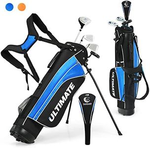Tangkula Junior Golf Club Set for Children Ages 11-13 Right Hand, Includes #3 Fairway Wood & #7/#9 Irons, Putter, Head Cover, Golf Stand Bag, Perfect for Children, Kids, Boys & Girls