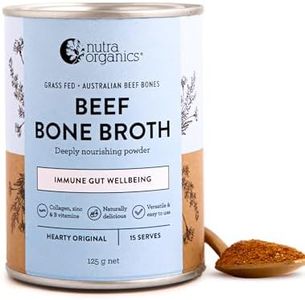 Nutra Organics Beef Bone Broth Hearty Original 125g | Nourishing Collagen, Zinc & B Vitamins | Boost Immunity, Energy, Gut Health (15 Serves)