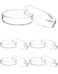 QWORK Glass Petri Dishes with Lid, Thicken,100mm x 23mm, 5 Pack, Culture Dishes for School Science Projects,Seeding,Storage, Biological Themed Party