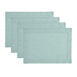 Solino Home Pastel Turquoise Placemats Set of 4 – Cotton Linen Hemstitch Placemats 14 x 19 Inch – Machine Washable Cloth Placemats