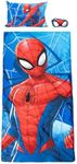 Jay Franco Marvel Spiderman 3 Piece Sleepover Set - Cozy & Warm Kids Slumber Bag with Pillow & Eye Mask (Official Marvel Product)