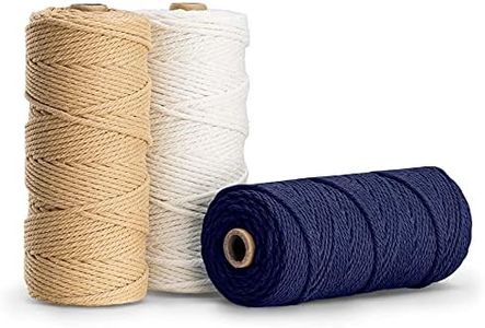 Navaris Set 3x Corda Macrame Bianco Panna Beige Blu - Rocchetto Filo Macramè 3mm Lungo 100m - Spago Decorazioni Pensili 100% Cotone Naturale Atossico