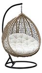 Iron,Plastic City Outdoor Furniture_Single Seater Swing Chair With Stand & Cushion & Hook Outdoor || Indoor || Balcony || Garden || Living _(Golden Swing, White Cushion) Hammock