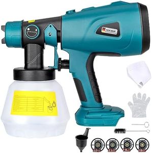 Système de pulvérisation de peinture sans fil pour batterie Makita 18 V, pistolet à peinture HVLP 200 W avec réservoir de 1000 ml, 4 buses, 3 motifs de pulvérisation, pour travaux de bricolage, murs,
