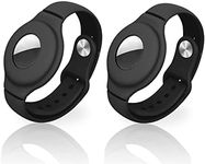 Air Tag Wristband for Kids 2 Pack air tag Holder for Toddlers Wristband Kids Apple airtag Bracelet for Toddler Tracking Bracelet air tag Keychain GPS Wristband for Elderly (Black & Black)