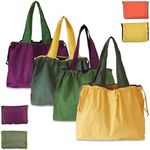 Realand Reusable Grocery Bags 4 Pack Large Heavy Duty Ripstop Shopping Bags Colorful Foldable Tote Bulk with Pouch & Drawstring Machine Washable Nylon Bags Lightweight for Pocket