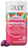 OLLY Ultra Strength Prenatal Multivitamin Softgels, Supports Healthy Growth, Brain Development, Iron, Folic Acid, DHA, Vitamins C, E, 30 Day Supply-60 Count (Packaging May Vary)