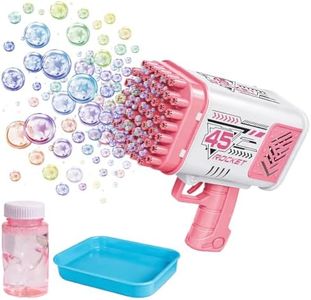 FunBlast Bubble Gun Machine – Electric 45 Holes Big Powerful Machine Bubble Maker Gun Toy for Kids, Bubble Blaster Gun with Solution (Battery Not Included) (Pink)