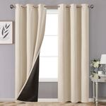 YoungsTex Thermal 100% Blackout Curtains for Living Room, Thick Full Room Darkening Insulated Window Drapes for Bedroom with Double Layer, Champagne, 2 Panels, 42 X 84 Inch