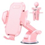 VICSEED Phone Holders for Your Car [Super Suction Power & No-Wobbling] Universal Cell Phone Mount Dashboard Windshield Vent Long Arm Hands Free Cradle Fit for iPhone, Android - Hot Pink