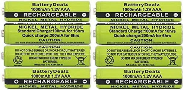 BatteryDealz 1.2V NiMH AAA Rechargeable Batteries Compatible with Panasonic Cordless Telephones (8-Pack)