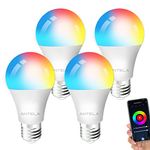 ANTELA Smart Bulb E27 9W 806LM RGB 2700K-6500K Multicolored Dimmable WiFi Light Bulbs, Smart Life App Control, Compatible with Alexa Google Home, 4 Packs