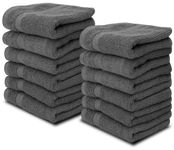 White Classic Luxury Washcloths for Bathroom-Hotel-Spa-Kitchen-Set - Circlet Egyptian Cotton - Highly Absorbent Hotel Quality Face Towels - Bulk Set of 12-13x13 Inch (Dark Gray)