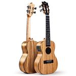 Caramel Acoustic & Electric ukulele, MC12 Zebrawood Concert Ukelele for Beginner with Build-in Tuner