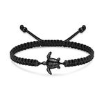 shajwo Cremation Jewelry Sea Turtle Urn Bracelet for Ashes for Women Men Memorial Adjustable Braided Ashes Bracelet,Black