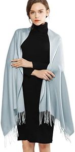 RIIQIICHY Pashmina Shawl for Women Weddings Wraps for Evening Dresses Grey Scarfs for Winter Warm Large Scarves