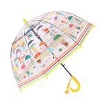 Chesoon Clear Bubble Umbrella for Kids with Cute Cartoon Dome POE Canopy and Smooth Curved Handle Automatic Open Rain Umbrella,Yellow