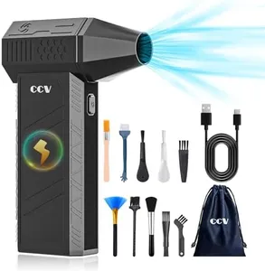 CCV Compressed Air Duster - 150000RPM Electric Air Duster for Cleaning Keyboard&PC 3 Gears Adjustable Rechargeable Cordless Jet Dry Blower Air Blower for Car and Home (F33-BLACK)