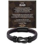 BOCHOI Leather Bracelets Mens Gifts Jewellery for Daddy Papa Son Men's Bracelets Personalised Daddy Gifts for My Dad Engraved Dad Bracelet for Daddy Father's Day Gifts, Dad Gifts for Christmas