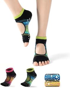 WARMVIN Toeless Grip Pilates Socks for Women, Breathable Non Slip Yoga Socks for Barre Dance, Gifts for Women(2 Pairs, Red/Green)